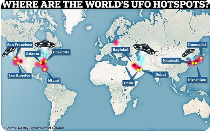 Mapa de ovnis en el Mundo