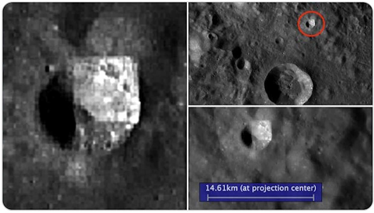 Un monolito cuadrado de origen desconocido en la Luna